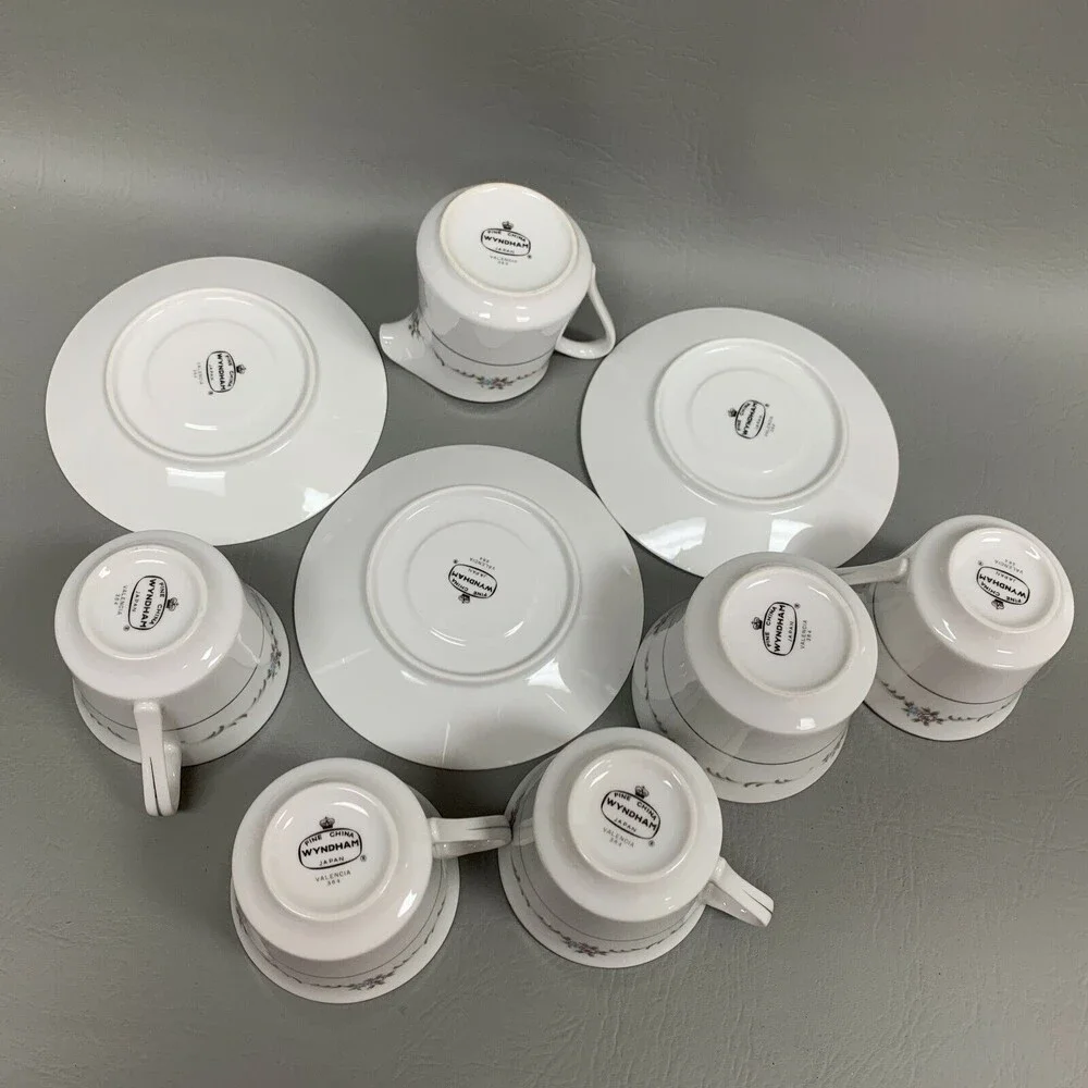 Wyndham Valencia 364 Cups Saucers Creamer Sugar Bowl Multi-color Floral Lot of 9